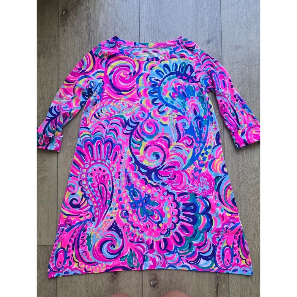 Lilly Pulitzer Girls Mini Sophie Dress UPF 50 Resort Preppy Pink Blue M Medium 6